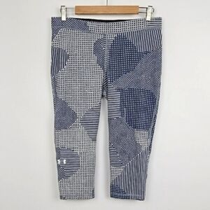 Under Armour Women's Activewear Gray Blue Crop Leggings Stretch Large